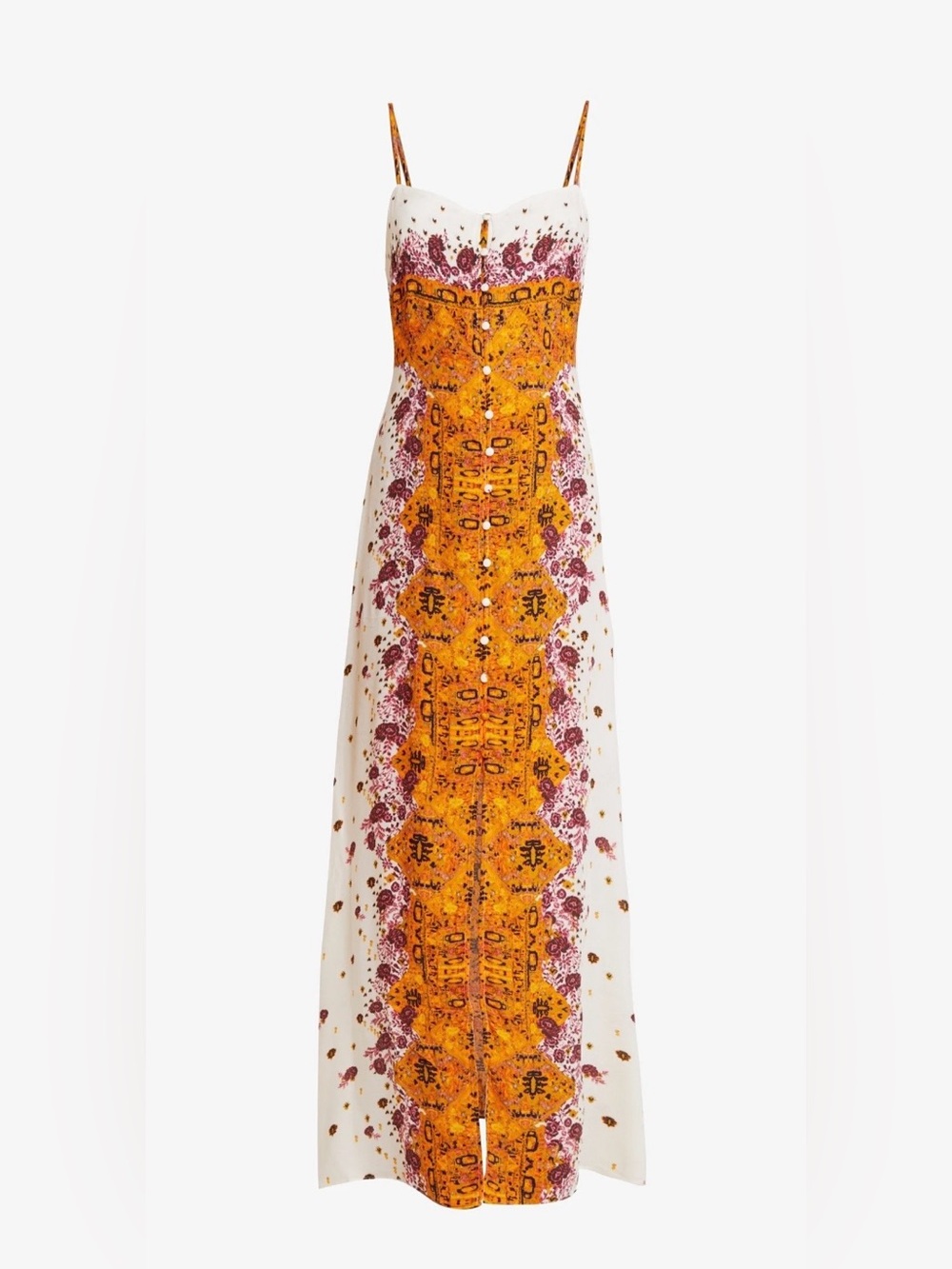 Free People Morning Song Crepe Maxi Dress Ivory Multi Size XS NWOT - Picture 1 of 9